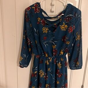 Maurices Blue Casual Sundress with 3/4 Bishop Sleeves